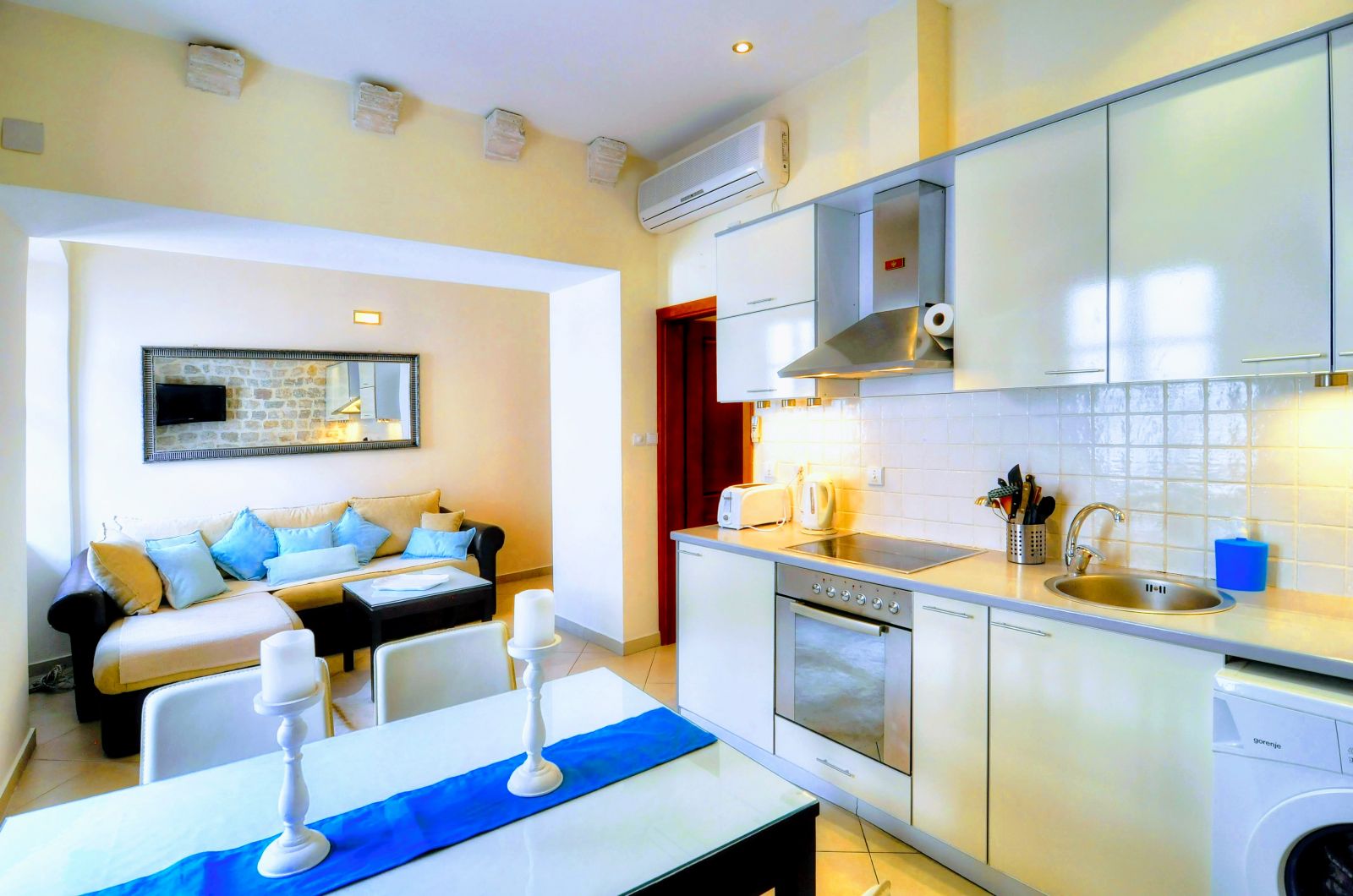 Kotor, Montenegro, kitchen and living room